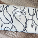 Jack Wills Womens Zip Around Printed Long Wallet Purse White Navy OS Photo 0