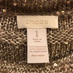 Chico's Chico’s Sequin Cowl Neck 3/4 Sleeve Sweater Gold Bronze 1 Photo 2