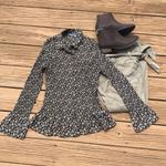 Apt. 9 Button Front Floral Gypsy Fairy Puckered Top with Ruffled Hem Bell Sleeve Sz S Photo 1