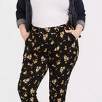 Torrid  Black Floral Challis Tie Front Tapered Pant Women Plus Size‎ 1X Cropped Photo 0