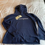Champion Navy Blue Women’s Lightweight Hooded Sweatshirt Hoodie Photo 3