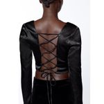 ZARA  | Satin Effect Lace Up Top Photo 2