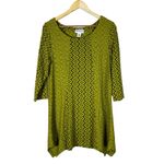 Peck & Peck  Patterned Tunic Top Womens MP Green Black Abstract Quirky Hippie Photo 1