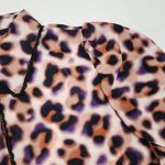 Zac and Rachel  Animal Print Blouse Lace Trim Collared Button Up Shirt Top XL Photo 15