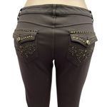 One 5 One  Brown Rhinestone Embellished 5 Pocket Low Rise Stretch Pants Womens 10 Photo 9