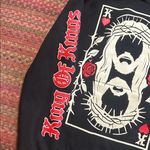 NWT IMPACT CLOTHING JESUS KING OF HEARTS STREETWEAR HOODIE Black Size M Photo 2