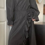 American Vintage Vintage Conservative Ruffle Maxi Dress Side Slit Size Medium Bell Sleeves Photo 0
