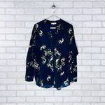 Vince Painted Blooms Hi Low Popover Long Sleeve in Blue Size S Photo 3