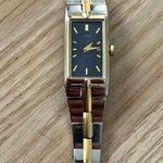 Seiko  Rare Luxury Ladies Watch Two-Tone Bracelet Case Blue Rectangular Dial Photo 3