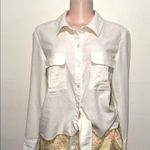 Sofia Vergara jeans linen blend woman long sleeve cream shirt size medium White Photo 0
