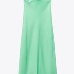 ZARA NWT MINT GREEN SATIN EFFECT MIDI CUT OUT DRESS VIRAL TIKTOK Photo 11