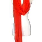 Vintage Lightweight Long Orange Red Sheer Shawl Wrap Versatile Scarf 82 1/2 X 20 Photo 0