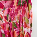 Terra & Sky Terra Sky Floral Peasant Top Size 2X Pink Multicolor Smocked Stretch Boho Bright Photo 2