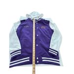 SA Hoodie Varsity Letterman Jacket XL Fleece Snap‎ Bomber Purple Unisex #UV9 Photo 10