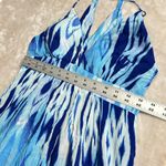 Athleta Midi Dress Women's Small Blue White Tie Dye Halter V-Neck Empire Waist Photo 9