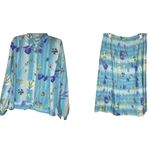 Vintage‎ L'Gante Floral Skirt Set Blue Size 12 Photo 1