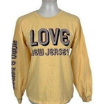 Mad Engine Love New Jersey Graphic Sweatshirt Yellow Long Sleeve Pullover Large Photo 0