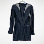 Mugler Logo Plaque Sheer Panel Long Sleeve Stretch Bodycon Mini Dress Black 40 Photo 0