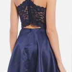 B Darlin NWT B Darling Satin Lace Back Mini Dress Junior Size 11-12 Navy Blue Photo 1