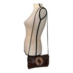 Vintage Genuine Brown Leather Croc Embossed Crossbody Shoulder Bag Photo 4