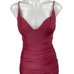 Tiger Mist Red Sleeveless Ruched Cami Camisole Tank Mini Bodycon Dress Size S Photo 0