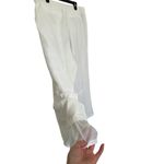 JM Collection Solid White Linen Casual Lined Crop Pants Si 8p Elastic Waist Photo 2