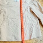 Tibi  Agathe Off Shoulder Top Structured Cotton Buckle Tie Sleeve Beige Size 6 Photo 3