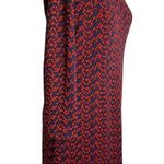Vintage 60s Wool Blend Mod Sheath Dress S Red Blue Geometric High Neck Lined Zip Photo 4