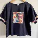 VINTAGE LRW designs Atlanta hand painted art to wear African jungle boxy tee Black Size XL Photo 0