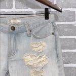 Free People  Shredded Distressed Light Wash Bermuda Jean Shorts Women’s Size 25 Photo 1