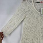 Anthropologie Lilka Ivory Lace Stretch 3/4 Sleeve Swing Top Lightweight Sheer Photo 4