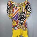 Erica Brooke Short Sleeve Vibrant Bold Yellow Multicolor Blouse 28 Photo 6