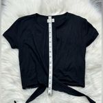 Oh Polly Knot My Intention Plunge Tie Front Crop Top in Black Photo 8