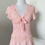 Allison Taylor Pink Ruffle Short Sleeve Blouse Photo 0