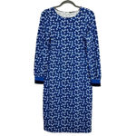 Boden Jersey Midi Dress Size 4L Blue White Stars Novelty Stretch Modest Church Photo 1