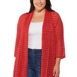 Jessica London Plus Size 22/24 Cardigan Pink Open Knit Sweater Shrug Duster 161 Photo 0