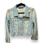 Chetta B | Vintage Light Wash Distressed Denim Jacket w/ Silver Buttons Medium Photo 0