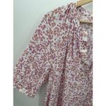Melrose and Market Purple White Floral 3/4 Sleeve V-Neck Top Blouse Shirt Small Photo 3