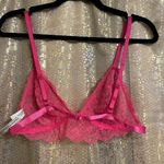 Free People  Bright Eyes Hot Pink Romantic Coquette Sheer Lace Bralette M NWOT Photo 1