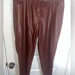 Candace Cameron Bure Faux Leather Pull On Lined Jogger Pants Raisin Brown Sz XL Photo 4