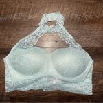 PINK - Victoria's Secret Victoria’s Secret PINK Lace Push- Up Halter Blue Bra Size Medium Photo 0