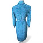 American Vintage Vintage 80’e Blue Floral belted midi dress Womens size 8 collared button down Photo 5