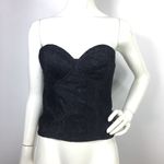 Guess Lace Bustier Corset Top Black Built In Cups Zip Up M Photo 5