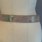 White House | Black Market tan suede and gold snakeskin patchwork leather belt Photo 1