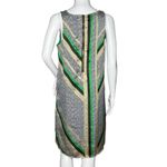 Dana Buchman Dress Womens Medium Green Gold Geometric Satin Party Colorful Photo 2