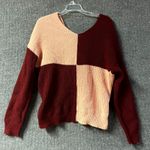 No Boundaries  Sweater Womens 3XL (21) Peach Red Knitted Twisted Front V-Neck Photo 0
