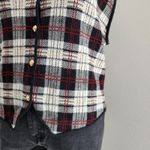 American Vintage Vintage Rafaella Black Red White Plaid Button Sweater Vest Sleeveless Academia L Photo 3