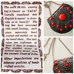 Vintage (VTG) Antique Metal Sajai Mini Purse, Red Stones Photo 7