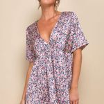 Lulus | Express Yourself Blush Pink Floral Print Satin Babydoll Dress, size M Size M Photo 0