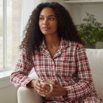 Aria Collection Women's Medium Red Green White Soft Velour Fleece Sleep Shirt Photo 2